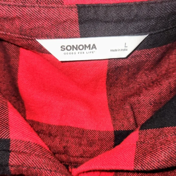 Sonoma Red and Black Buffalo Plaid Checkered Shirt - Picture 3 of 9
